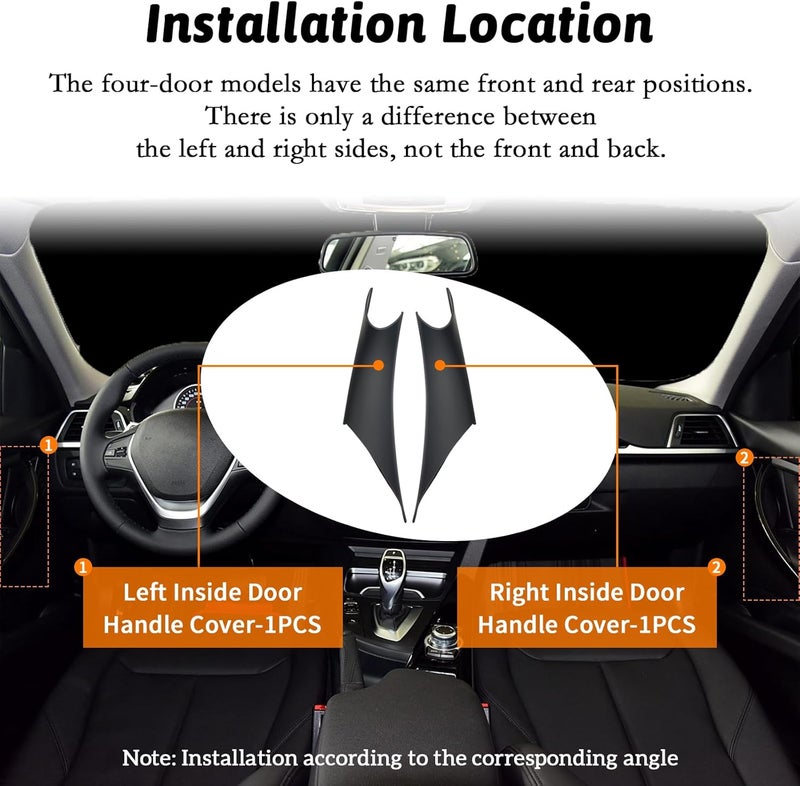 BJchiwu 2pcs Easy to install car Interior Door Pull Handle Grab Cover Fit for BMW 3 Series 320,328,330,335,F30,F31,F34,F80,M3 and 4 Series 418,420,428,435,F32,F36,F82,F83,M4 2012-2018 Left+Right Black - Image 3